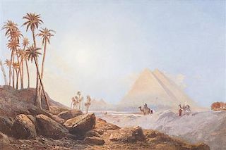 Clarence Henry Roe, (British, 1850-1909), Pyramids in Egypt
