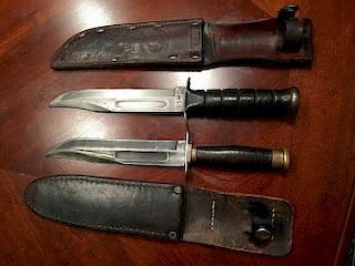 Vintage US WWII KABAR Daggers in Scabbard