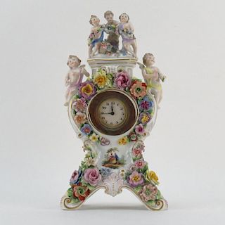 Meissen Style Porcelain Figural Clock