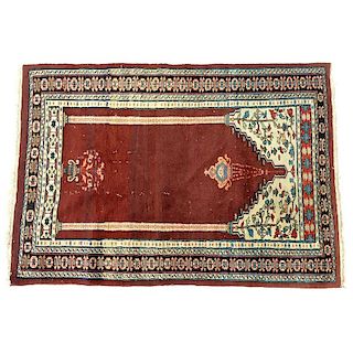 Semi-Antique Turkish Prayer Rug