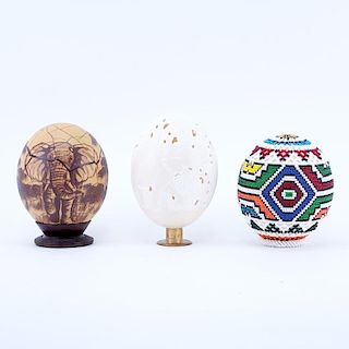 Grouping of Three (3) Ostrich Eggs.