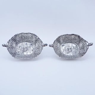 Pair of Antique Derby Silver Plate Co Footed Baskets
