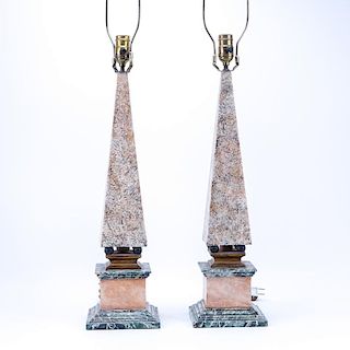 Pair of Neoclassical Style Polychrome Faux Mar