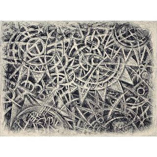 European School Etching "Abstract"
