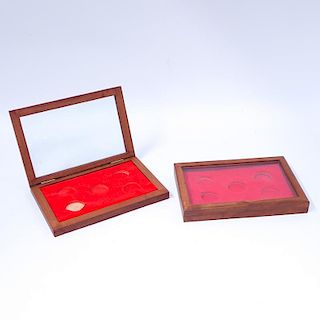 Two (2) 5 Slot Wood Coin Displays.