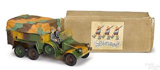 Lineol camouflage painted tin clockwork truck