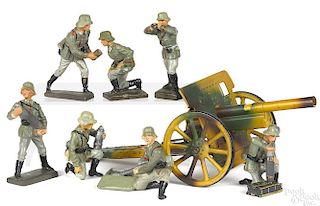Lineol camouflage painted field gun soldiers