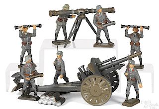 Lineol painted tin and composition field soldiers