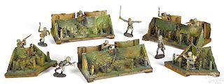 Elastolin painted wood & paper trenches & soldiers