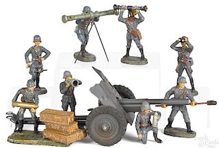 Elastolin painted tin and composition soldiers