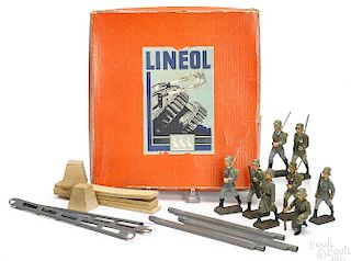 Lineol wood and steel bridge in original box