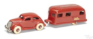 Reproduction of the Arcade cast sedan and trailer