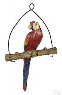 Scarce Hubley cast iron hanging parrot
