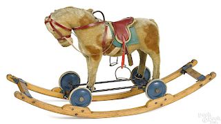 Steiff stuffed mohair rocking horse pull toy