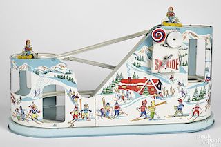 Chein tin lithograph wind-up Ski-ride toy