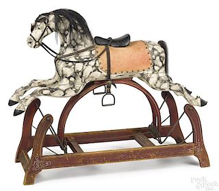 Carved and painted wood rocking horse