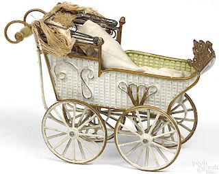 Marklin embossed and painted pram doll carriage