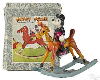 Celluloid Mickey Mouse on Rocking Horse wind-up