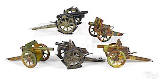Five German lithographed tin field guns