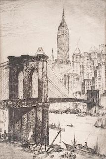 Anton Schutz, (American/German, 1894-1977), Brooklyn Bridge, 1929