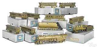 Ten-piece Tenshodo brass train locomotive & cars