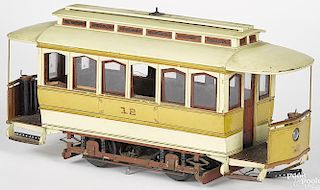 Painted wood trolley car