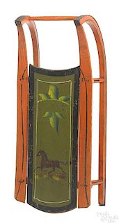 Child's painted wood sled, 19th c.