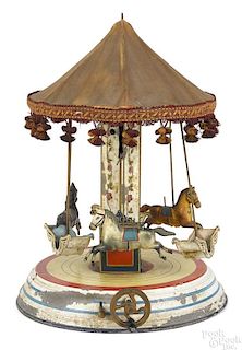 Marklin painted tin clockwork musical carousel