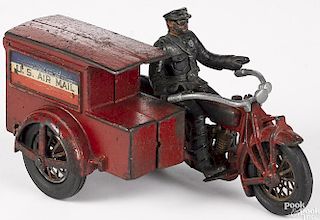 Hubley cast iron US Air Mail delivery motorcycle