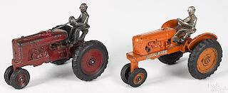 Two Arcade cast iron  tractors