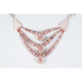 Kewa Three-Tiered Shell and Coral Necklace