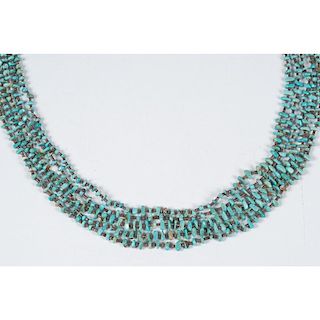 Kewa Five-Strand Heishi and Turquoise Necklace