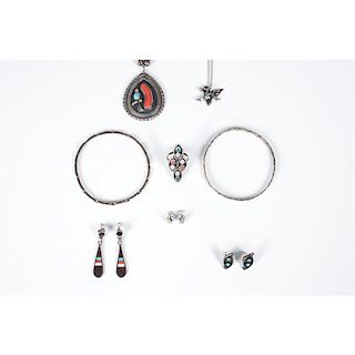 Navajo and Zuni Silver, Turquoise, and Coral Jewelry PLUS
