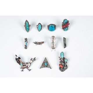 Assortment of Navajo and Zuni Silver and Turquoise Jewelry