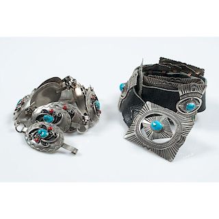 Navajo Silver and Turquoise Concha Belts