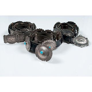 Navajo and Southwestern Sterling Silver Concha Belts