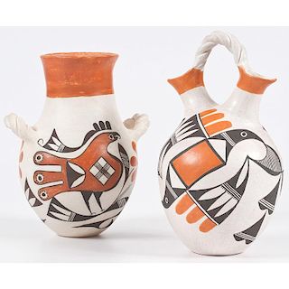 Acoma Pottery Vases with Parrots