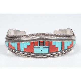 Harrison Jim (Dine, 20th century) Navajo Silver Cuff Bracelet with Channel Inlay