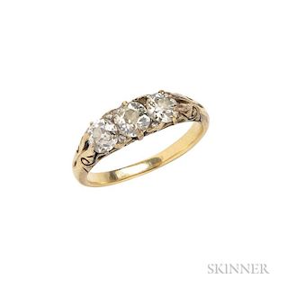 Antique 18kt Gold and Diamond Three-stone Ring