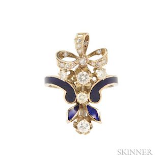 14kt Gold, Enamel, and Diamond Bow Ring