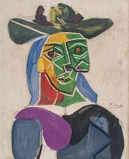 After Pablo Picasso, (Spanish, 1881-1973), Woman with Hat
