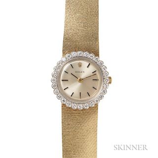 Lady's 14kt Gold and Diamond Wristwatch, Rolex