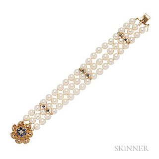 14kt Gold and Cultured Pearl Bracelet