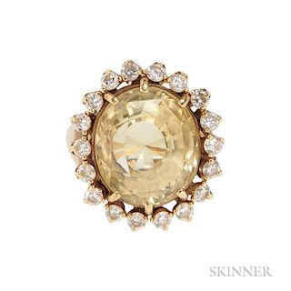 14kt Gold, Yellow Sapphire, and Diamond Ring