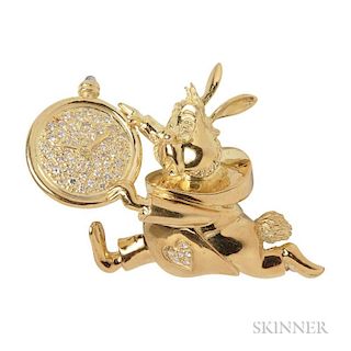 18kt Gold and Diamond Figural Brooch, Disney