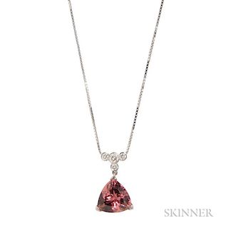 18kt White Gold and Pink Tourmaline Pendant
