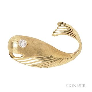18kt Gold and Diamond Whale Brooch, Erwin Pearl