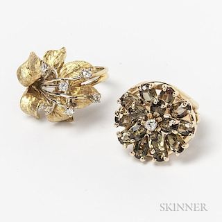 Two Gold Flower Rings