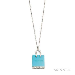 Platinum, Turquoise, and Diamond Shopping Bag Charm, Tiffany & Co.