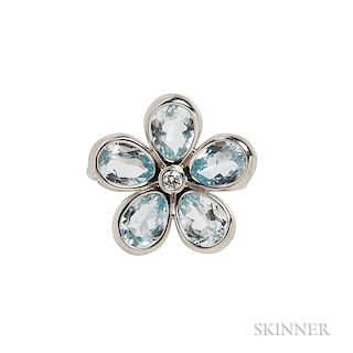 18kt White Gold, Aquamarine, and Diamond "Sparklers" Flower Ring, Tiffany & Co.